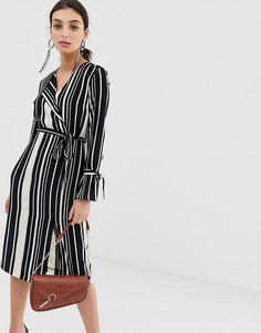 Платье в полоску с запахом и поясом River Island-Мульти