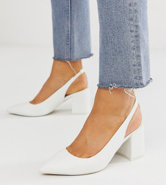 Белые туфли на среднем каблуке для широкой стопы с ремешком на пятке ASOS DESIGN Samson-Белый