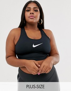 Черный классический бюстгальтер с логотипом-галочкой Nike Training Plus