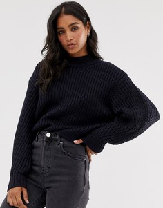 Джемпер крупной вязки с круглым вырезом ASOS DESIGN-Темно-синий
