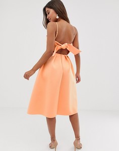 Платье для выпускного миди с бантом на спине ASOS DESIGN-Оранжевый