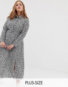 Платье-рубашка миди с цветочным принтом Glamorous Curve-Черный