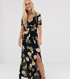 Чайное платье макси с цветочным принтом Miss Selfridge-Черный