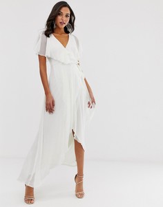 Платье миди с кейпом ASOS DESIGN-Белый