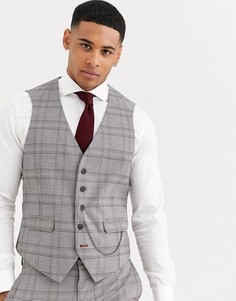 Коричневый клетчатый жилет приталенного кроя в стиле ретро Burton Menswear