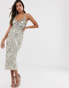 Платье-футляр миди с вырезами ASOS DESIGN-Мульти