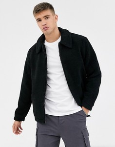 Черная куртка из искусственного меха New Look-Черный