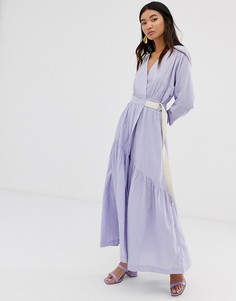 Фактурное платье макси с запахом ASOS DESIGN-Фиолетовый