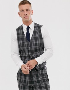 Серый жилет в клетку тартан Burton Menswear