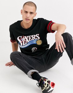 Черная футболка с круглым вырезом Mitchell & Ness Name & Number Philadelphia 76ers Allen Iverson-Черный