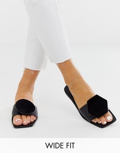 Кожаные сандалии для широкой стопы ASOS DESIGN Finest-Черный