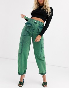 Брюки с эффектом кислотной стирки ASOS DESIGN-Зеленый