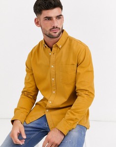Рубашка горчичного цвета с короткими рукавами и отложным воротником Topman-Желтый