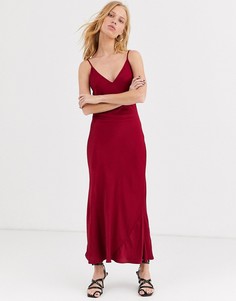Атласное платье-комбинация ASOS WHITE-Красный