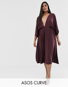 Платье-кимоно миди эксклюзивно для ASOS DESIGN Curve-Фиолетовый