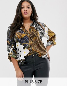 Рубашка с платочным принтом River Island Plus-Черный