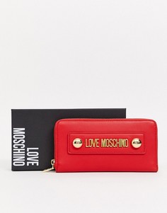 Кошелек на молнии с логотипом Love Moschino-Красный