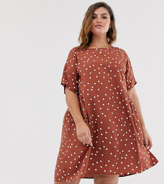 Свободное платье в горошек Wednesdays Girl Curve-Коричневый