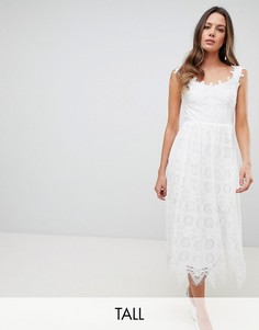 Кружевное платье миди Y.A.S Tall-Белый