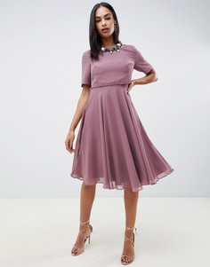 Платье миди с 3D-отделкой ASOS DESIGN-Фиолетовый