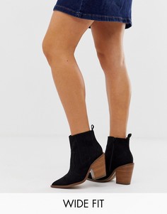 Ботинки в стиле вестерн для широкой стопы ASOS DESIGN-Черный