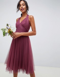 Мягкое платье миди из тюля ASOS DESIGN-Фиолетовый