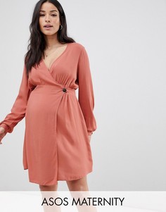 Повседневное платье мини с запахом ASOS DESIGN Maternity-Розовый