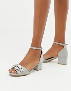 Босоножки на каблуке с отделкой XTI-Серебряный