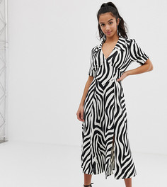 Чайное платье миди со звериным принтом ASOS DESIGN Petite-Мульти