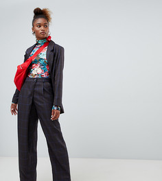 Брюки с запахом Monki Рress Сollection-Темно-синий