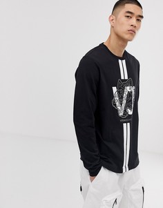 Черный свитшот с логотипом на груди Versace Jeans