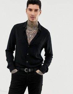 Черная рубашка из вискозы стандартного кроя ASOS DESIGN-Черный