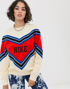 Свитшот с шевронными вставками и логотипом Nike-Красный