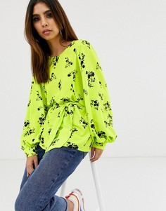 Oversize-топ с длинными рукавами и цветочным принтом ASOS DESIGN-Мульти