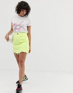 Джинсовая ярко-желтая мини-юбка River Island-Желтый