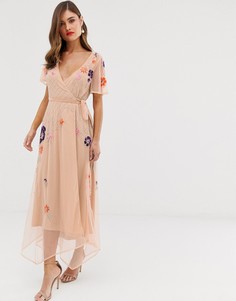 Платье с запахом и короткими рукавами Frock & Frill-Розовый
