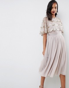 Платье миди с кроп-топом и декоративной отделкой ASOS DESIGN-Золотой