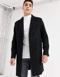 Полушерстяное черное пальто ASOS DESIGN-Черный