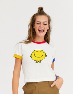 Футболка с контрастной отделкой Lazy Oaf x Mr Men-Белый