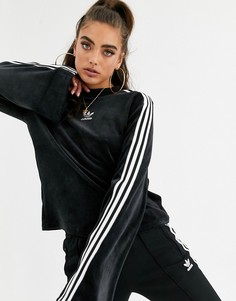 Черный свитшот с расклешенными рукавами adidas Originals