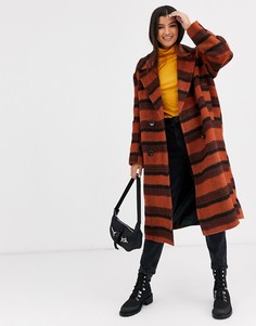 Пальто в клетку с начесом ASOS DESIGN-Мульти