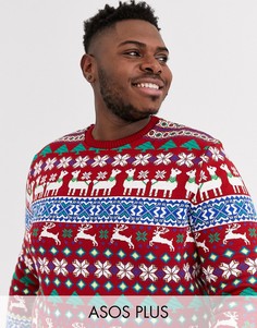 Новогодний джемпер ASOS DESIGN Plus-Красный