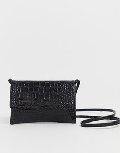 Черная кожаная сумка-конверт через плечо с рисунком крокодиловой кожи Vagabond - Tulum-Черный