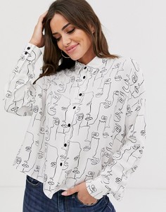 Укороченная рубашка с длинными рукавами и принтом ASOS DESIGN-Мульти