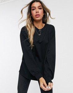 Черный легкий oversize-свитшот с разрезами по бокам ASOS DESIGN