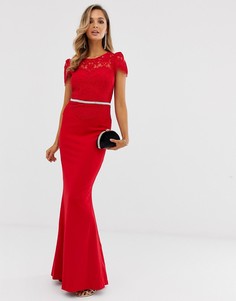 Платье макси с фигурным краем City Goddess-Красный