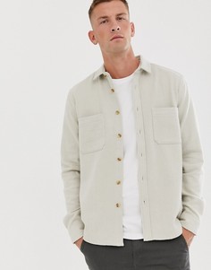 Светло-бежевая фактурная рубашка навыпуск с двумя карманами ASOS DESIGN-Кремовый