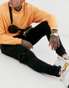 Черные зауженные джоггеры с карманами карго ASOS DESIGN-Черный