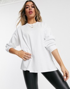 Белый легкий oversize-свитшот с разрезами по бокам ASOS DESIGN