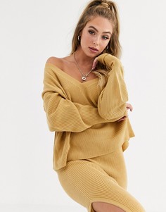 Свитшот для дома с широким вырезом ASOS DESIGN-Светло-коричневый